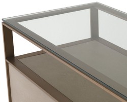 Casa Padrino Armadio TV di Lusso 220 x 46 x H. 56,5 cm - Armadio Soggiorno con Piano in Vetro e 2 Cassetti - Mobili da Soggiorno di Lusso