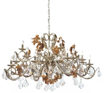 Casa Padrino luxury Art Nouveau chandelier angels silver / gold Ø 140 x H. 100 cm - Elegant metal chandelier with Swarovski crystal glass - Baroque & Art Nouveau Lights
