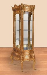 Barock Massivholz Vitrine Vitrinenschrank Gold Baroque Solid Wood Display Showcase Gold 
