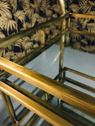 Casa Padrino chariot de service de luxe en métal avec plaques en verre laiton 86 x 68 x H. 90 cm - Chariot Gastronomie Hôtel Restaurant - Accessoires de Luxe