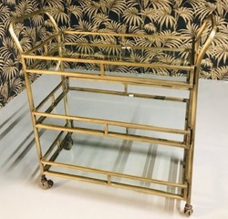 Casa Padrino chariot de service de luxe en métal avec plaques en verre laiton 86 x 68 x H. 90 cm - Chariot Gastronomie Hôtel Restaurant - Accessoires de Luxe