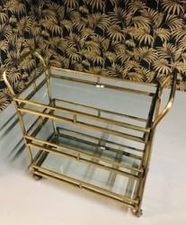 Casa Padrino chariot de service de luxe en métal avec plaques en verre laiton 86 x 68 x H. 90 cm - Chariot Gastronomie Hôtel Restaurant - Accessoires de Luxe