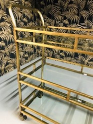 Casa Padrino chariot de service de luxe en métal avec plaques en verre laiton 86 x 68 x H. 90 cm - Chariot Gastronomie Hôtel Restaurant - Accessoires de Luxe