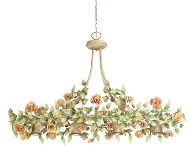 Casa Padrino luxury Art Nouveau chandelier roses green / multicolored 140 x 37 x H. 90 cm - Baroque & Art Nouveau Living Room Chandeliers