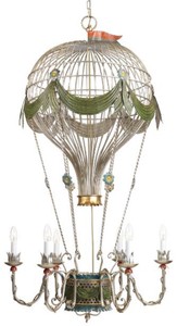 Casa Padrino Luxury Art Nouveau Chandelier Hot Air Balloon Silver / Multicolored Ø 70 x H. 140 cm - Baroque & Art Nouveau Living Room Chandeliers
