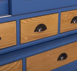 Landhausstil Massivholz Esszimmerschrank Küchenschrank Blau Naturfarben Country Style Solid Wood Dining Room Cabinet Kitchen Cabinet Blue Natural