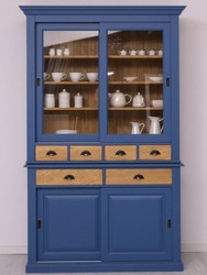 Landhausstil Massivholz Esszimmerschrank Küchenschrank Blau Naturfarben Country Style Solid Wood Dining Room Cabinet Kitchen Cabinet Blue Natural