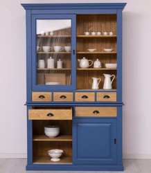 Landhausstil Massivholz Esszimmerschrank Küchenschrank Blau Naturfarben Country Style Solid Wood Dining Room Cabinet Kitchen Cabinet Blue Natural