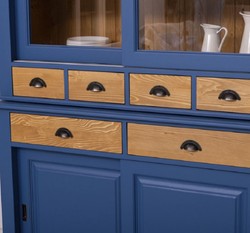 Landhausstil Massivholz Esszimmerschrank Küchenschrank Blau Naturfarben Country Style Solid Wood Dining Room Cabinet Kitchen Cabinet Blue Natural