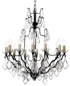 Luxus Barock Kristall Kronleuchter Schwarz Luxury Baroque Crystal Chandelier Black