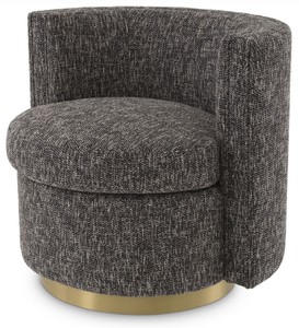 Casa Padrino poltrona girevole di lusso nero / oro opaco 80 x 73 x A. 71,5 cm - Poltrona da soggiorno imbottita - Mobili di Lusso