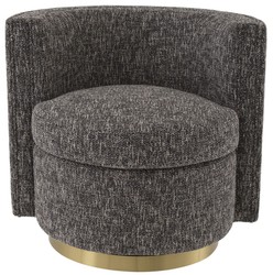 Casa Padrino sillón giratorio de lujo negro / oro mate 80 x 73 x A. 71,5 cm - Sillón de salón tapizado - Muebles de Lujo