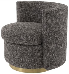 Casa Padrino sillón giratorio de lujo negro / oro mate 80 x 73 x A. 71,5 cm - Sillón de salón tapizado - Muebles de Lujo