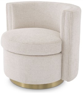 Casa Padrino poltrona girevole di lusso crema / oro opaco 80 x 73 x A. 71,5 cm - Poltrona soggiorno imbottita - Mobile soggiorno di lusso