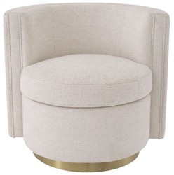 Casa Padrino sillón giratorio de lujo crema / oro mate 80 x 73 x A. 71,5 cm - Sillón de salón tapizado - Muebles de salón de lujo