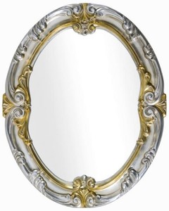 Casa Padrino luxury baroque mirror silver / gold - Handmade oval wall mirror in baroque style - Baroque Furniture