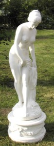 Casa Padrino escultura de decoración de jardín Art Nouveau con pedestal blanco A. 150 cm - Figura de decoración de jardín - Accesorios de Decoración Jardín y Terraza