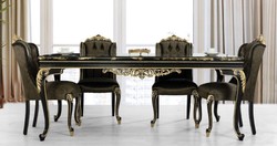 Casa Padrino Luxury Baroque Dining Table Black / Gold - Noble Solid Wood Dining Room Table - Baroque Dining Room Furniture - Noble & Magnificent