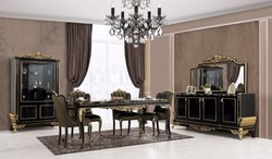 Casa Padrino Luxury Baroque Dining Table Black / Gold - Noble Solid Wood Dining Room Table - Baroque Dining Room Furniture - Noble & Magnificent