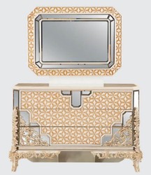 Casa Padrino commode de chambre baroque de luxe avec miroir blanc / or - Meubles de chambre baroque - Noble & Magnifique