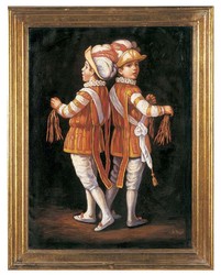 Handgemaltes Barock Gemälde Ölgemälde Zwillinge Hand Painted Baroque Oil Painting Twins