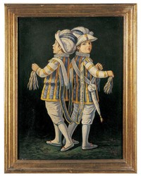 Handgemaltes Barock Gemälde Ölgemälde Zwillinge Hand Painted Baroque Oil Painting Twins