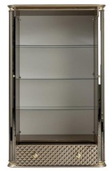 Casa Padrino Luxury Art Deco Display Cabinet Beige / Gold - Handcrafted Solid Wood Showcase with 2 Doors and Drawer - Noble Art Deco furniture