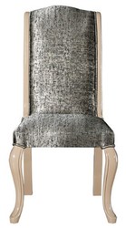 Casa Padrino conjunto de sillas de comedor Art Deco de lujo plata / negro / beige - Conjunto de sillas de cocina hecho a mano de 6 - Muebles de Comedor Art Deco