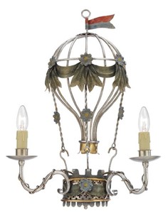 Casa Padrino lampada da parete Art Nouveaudi lusso mongolfiera argento / multicolore 37 x 15 x A. 50 cm - Applique Soggiorno Barocco e Art Nouveau
