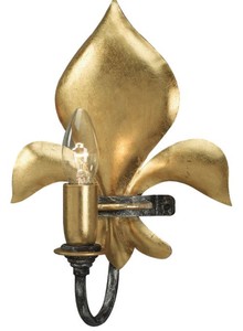 Casa Padrino lampada da parete barocco di lusso giglio francese oro / antracite / argento 24 x 11 x A. 30 cm - Elegante lampada da parete soggiorno in stile barocco - Luci Barocche