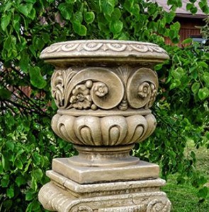 Casa Padrino vaso da fiori barocco grigio Ø 39 x A. 40 cm - Magnifico vaso per piante in stile barocco - Accessori per la decorazione del giardino barocco