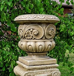 Casa Padrino maceta barroco gris Ø 39 x A. 40 cm - Magnífico maceta de estilo barroco - Accesorios de decoración de jardín barroco 