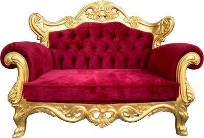 Casa Padrino canapé baroque luxe 2 places bordeaux rouge / or - Magnifique canapé de salon fait main de style baroque - Mobilier de salon baroque