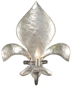 Casa Padrino lampada da parete barocco di lusso giglio francese argento 45 x 13 x A. 55 cm - Elegante lampada da parete in metallo con vetro in cristallo Swarovski - Luci Barocche