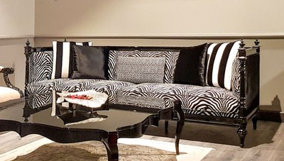 Casa Padrino canapé baroque de luxe zèbre / noir - Canapé de salon fait main de style baroque - Meubles de salon baroques nobles