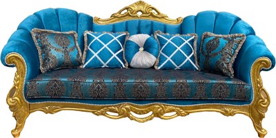 Canapé baroque de luxe Casa Padrino motif turquoise / or 220 x 90 x H. 110 cm - Somptueux canapé de salon avec strass et coussins décoratifs Canapé baroque de luxe Casa Padrino motif turquoise / or 220 x 90 x H. 110 cm - Somptueux canapé de salon avec strass et coussins décoratifs