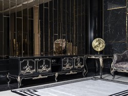 Casa Padrino luxury baroque TV cabinet black / gold - Magnificent living room sideboard with 4 doors - Baroque living room furniture