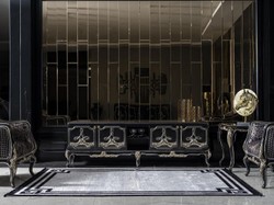 Casa Padrino luxury baroque TV cabinet black / gold - Magnificent living room sideboard with 4 doors - Baroque living room furniture