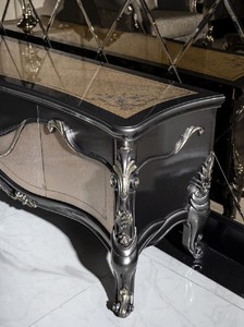 Casa Padrino Luxus Barock TV Schrank Dunkelgrau / Beige / Gold - Prunkvolles Wohnzimmer Sideboard mit 4 Türen - Barock Wohnzimmer Möbel