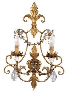Casa Padrino lampada da parete di lusso in cristallo barocco oro antico 39 x 15 x A. 55 cm - Elegante lampada da parete in metallo con nobile vetro di Boemia - Luci Barocche