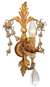 Casa Padrino lampada da parete di lusso in cristallo barocco oro antico 24 x 15 x A. 38 cm - Elegante lampada da parete in metallo con nobile vetro di Boemia - Luci Barocche
