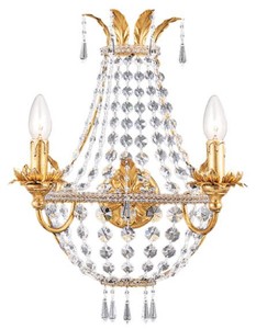 Casa Padrino lampada da parete di lusso in cristallo barocco oro 36 x 18 x A. 49 cm - Magnifica lampada da parete in metallo con vetro di cristallo Swarovski di alta qualità - Luci Barocche