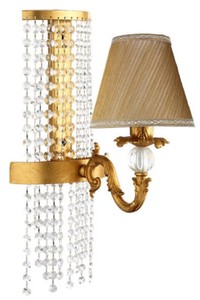 Casa Padrino lampada da parete di lusso barocco oro / marrone 20 x 27 x A. 47 cm - Lampada da parete in metallo con vetro di cristallo Swarovski di alta qualità e paralume - Luci Barocche