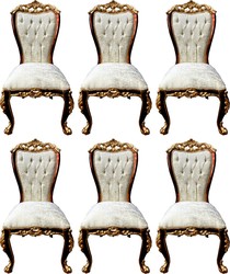Casa Padrino conjunto de sillas de comedor barroco de lujo crema / marrón / oro - 6 Sillas de cocina hechas a mano en estilo barroco - Muebles de comedor barrocos - Noble y Magnífico Casa Padrino conjunto de sillas de comedor barroco de lujo crema / marrón / oro - 6 Sillas de cocina hechas a mano en estilo barroco - Muebles de comedor barrocos - Noble y Magnífico
