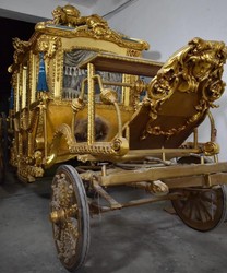 Casa Padrino carruaje del rey barroco de lujo oro / azul / gris - Magnífico carruaje de caballos en estilo barroco - Calidad de Lujo - Noble y Magnífico