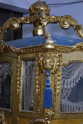 Casa Padrino carruaje del rey barroco de lujo oro / azul / gris - Magnífico carruaje de caballos en estilo barroco - Calidad de Lujo - Noble y Magnífico