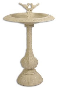 Casa Padrino bain d'oiseau Art Nouveau avec 2 oiseaux décoratifs blanc antique H. 77,5 cm - Bain d'oiseau en fonte - Accessoires de décoration jardin & terrasse