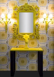 Casa Padrino espejo barroco de lujo amarillo - Espejo de pared hecho a mano en estilo barroco - Magníficos accesorios de decoración barroco