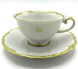 Casa Padrino taza de café de porcelana barroco de lujo con platillo blanco / oro - Porcelana Noble de Reichenbach - Hecho en Alemania