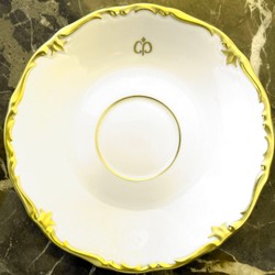 Casa Padrino taza de café de porcelana barroco de lujo con platillo blanco / oro - Porcelana Noble de Reichenbach - Hecho en Alemania